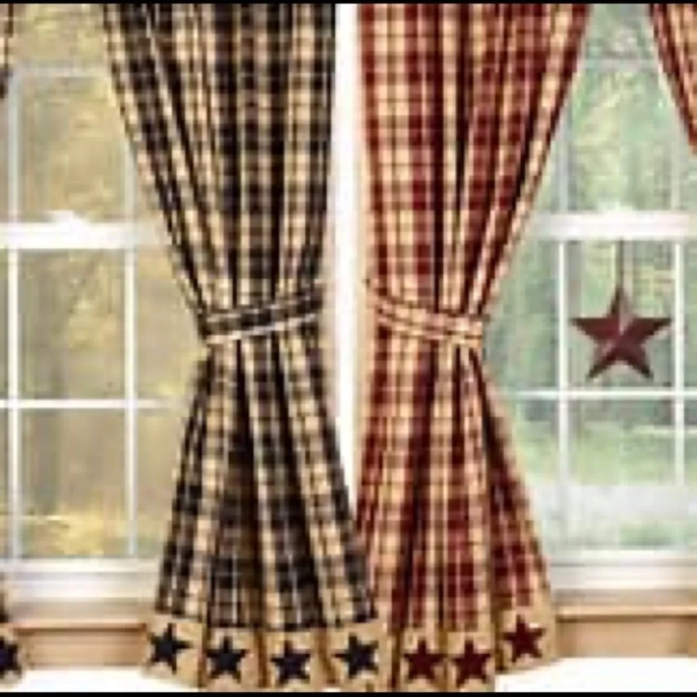 The Country House CollectionBlack Farmhouse Star 36x62” Curtain Panels 1 Pair